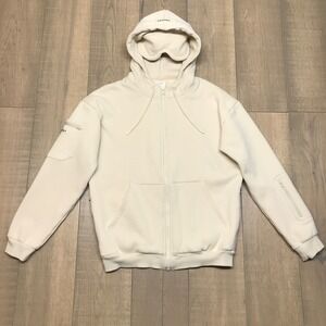 Comfrt Airplane Mode Hoodie Womens Size M Beige Travel Full Zip Bone Cream Cozy